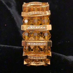 Citrine and crystal gold slip on bracelet
